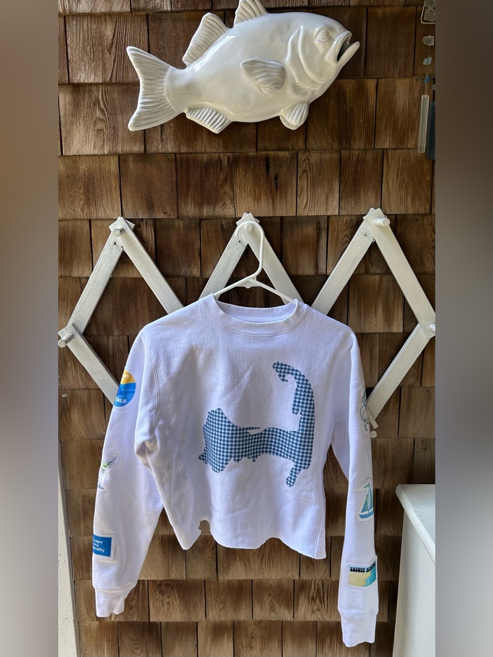 BROdenim Custom Gingham Island Cape Cod Cropped Crewneck Sweatshirt XS